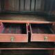 Small Asian lacquered wardrobe with 2 doors and 5 drawers.