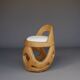 Chaise d'appoint en bois de palmier sculpté à la main, années 1970