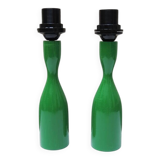 2 Old Green Wooden Lamp Bases Philippe Capelle