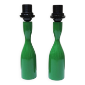 2 Old Green Wooden Lamp Bases Philippe Capelle