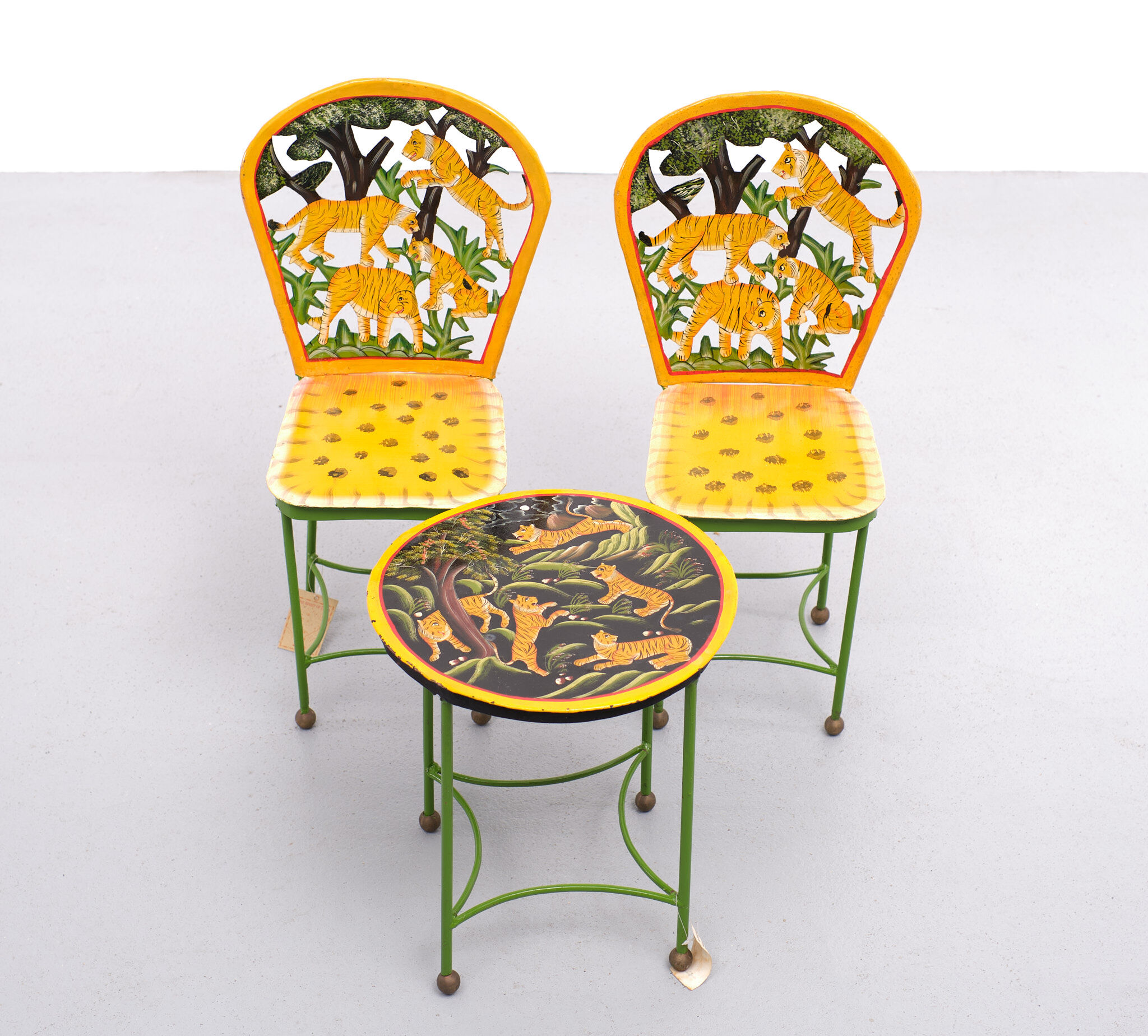Metal hand painted children set India 1993