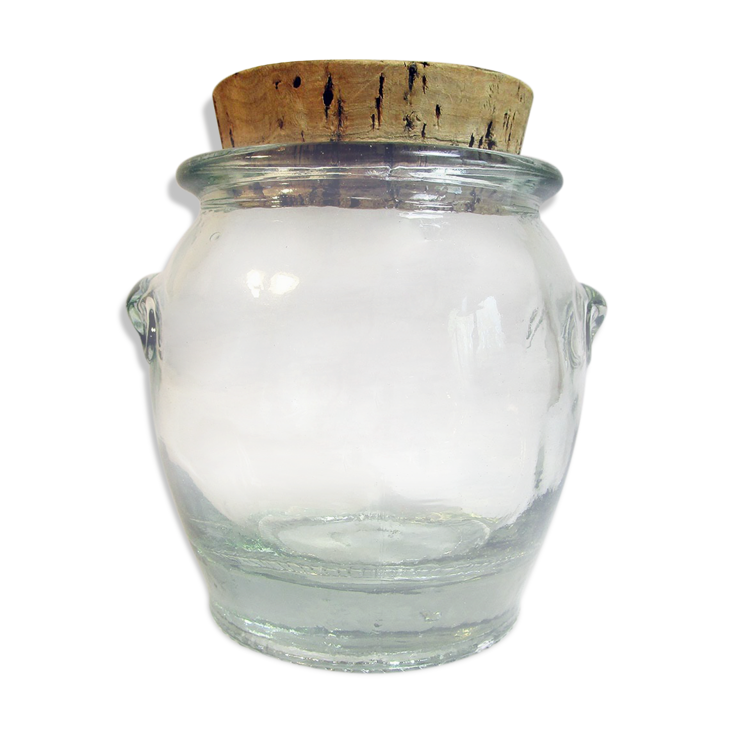 Thick glass round pot
