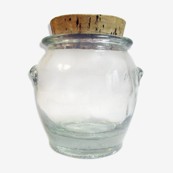 Thick glass round pot