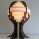 Modernist lamp in plexiglass and white plastic strips.