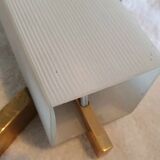 Arlus pair of wall sconces in gilt bronze and opaline glass, 1950