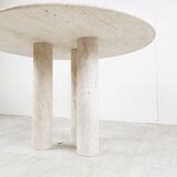 Round Italian travertine table from the 1970s