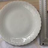 white plate with white Limoges pattern