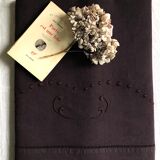 Old linen and cotton sheet tinted eggplant