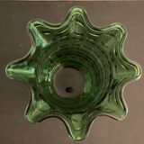 Green Italian Empoli vase, blown and bubbled glass, 1960