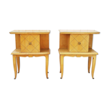 Bedside pair in Sycamore, Art Deco, 40-50 's