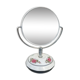 Miroir double face dur pied porcelaine vintage