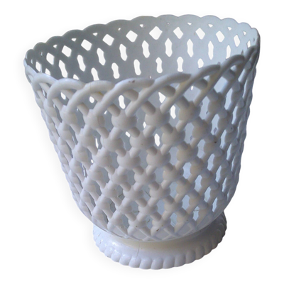 Cache pot blanc syla 16 cm vintage