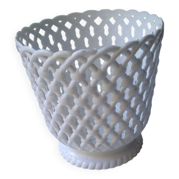 Cache pot blanc syla 16 cm vintage