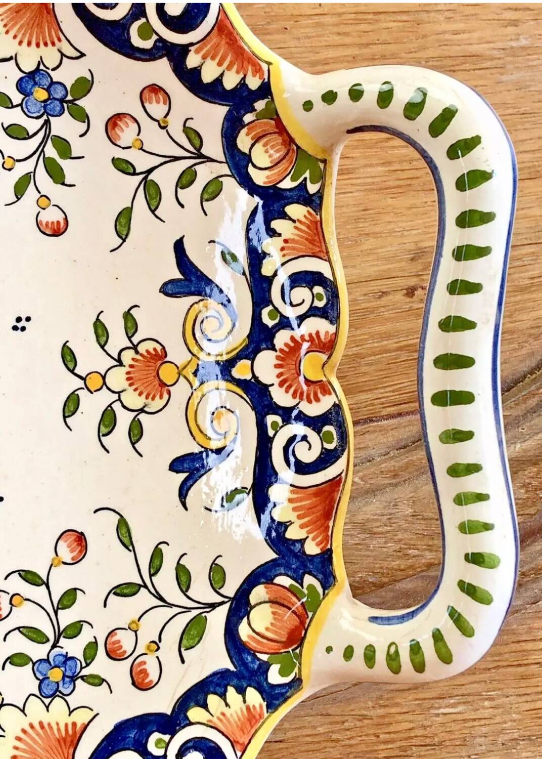 Antique Desvres Rouen fruit bowl, Blois François 1er model