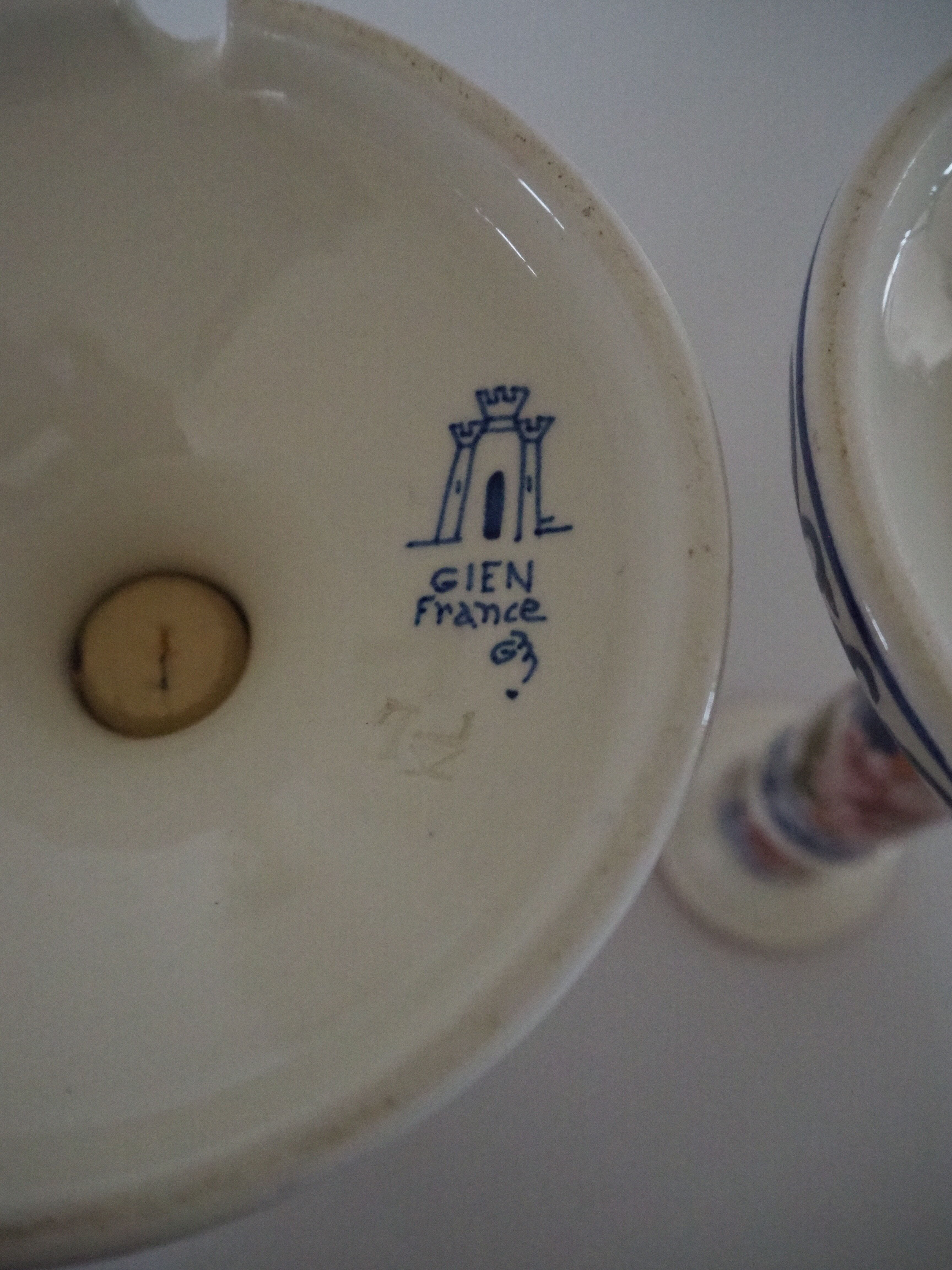 Pair of Gien earthenware chandeliers