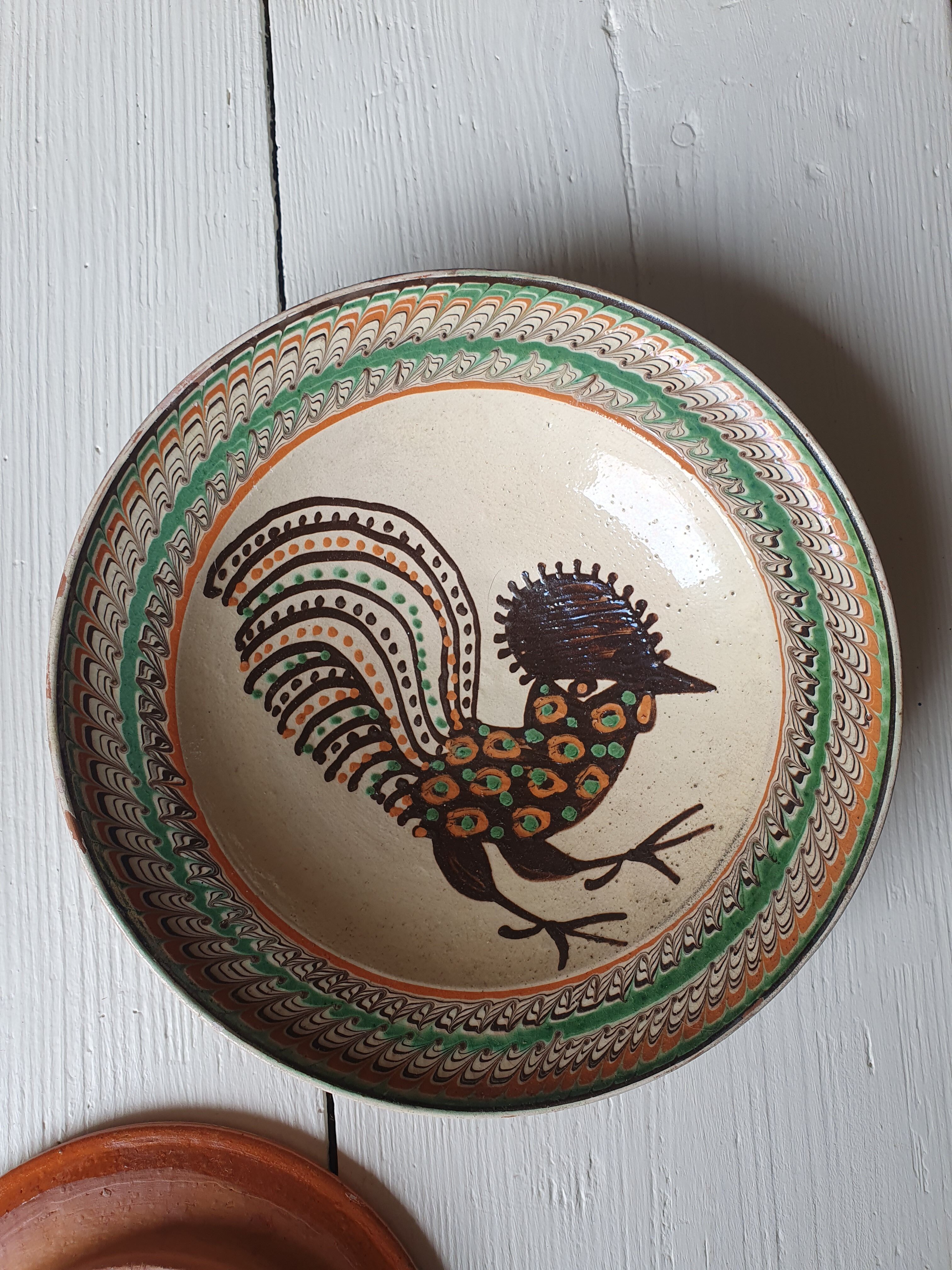 5 assiettes céramique artisanales Roumanie slave bohème oiseau table ou murales