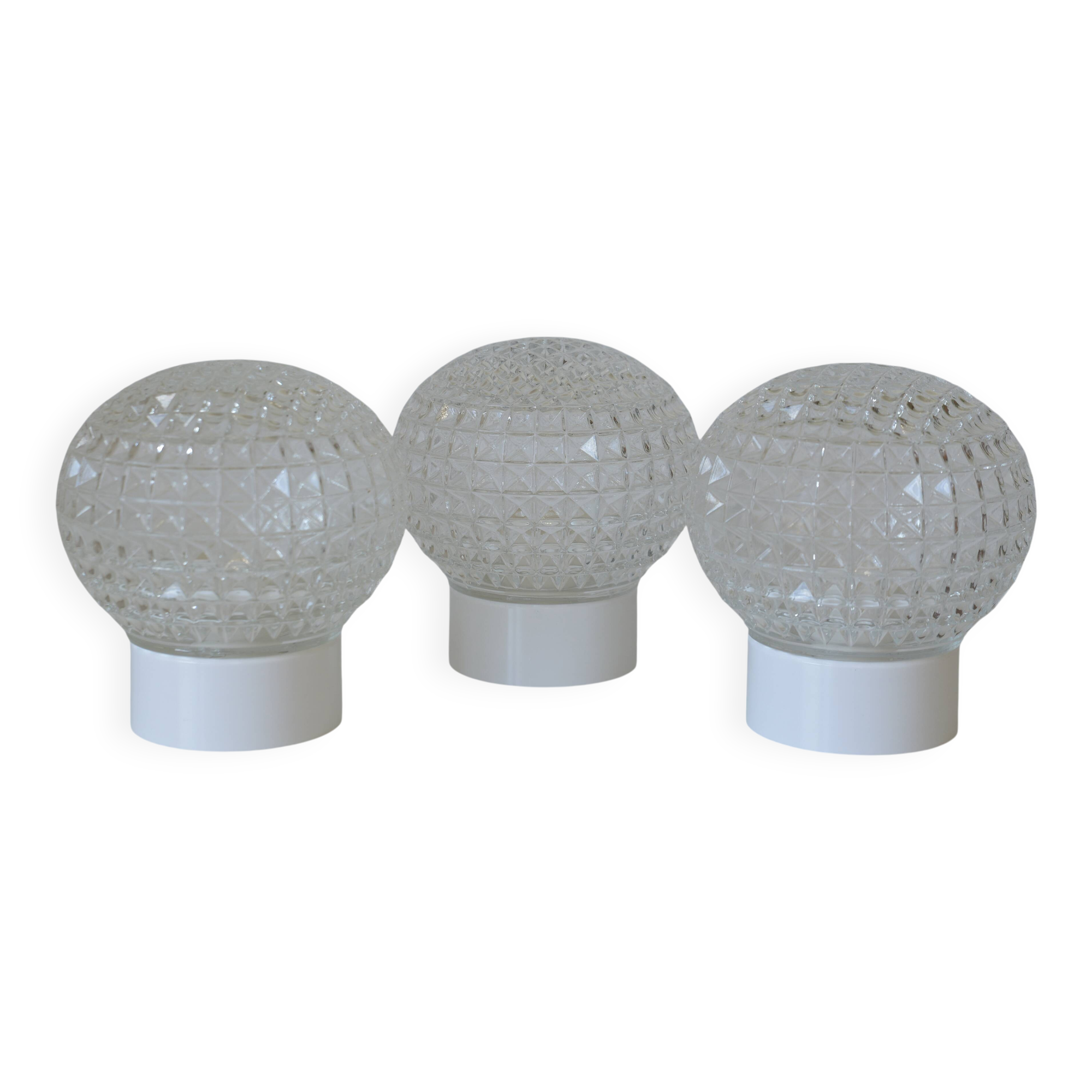 Mushroom sconces / set of 3 vintage wall lamp / bathroom ceiling light 1960