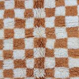 Berber rug in brown and beige check pattern - 206 x 154 cm