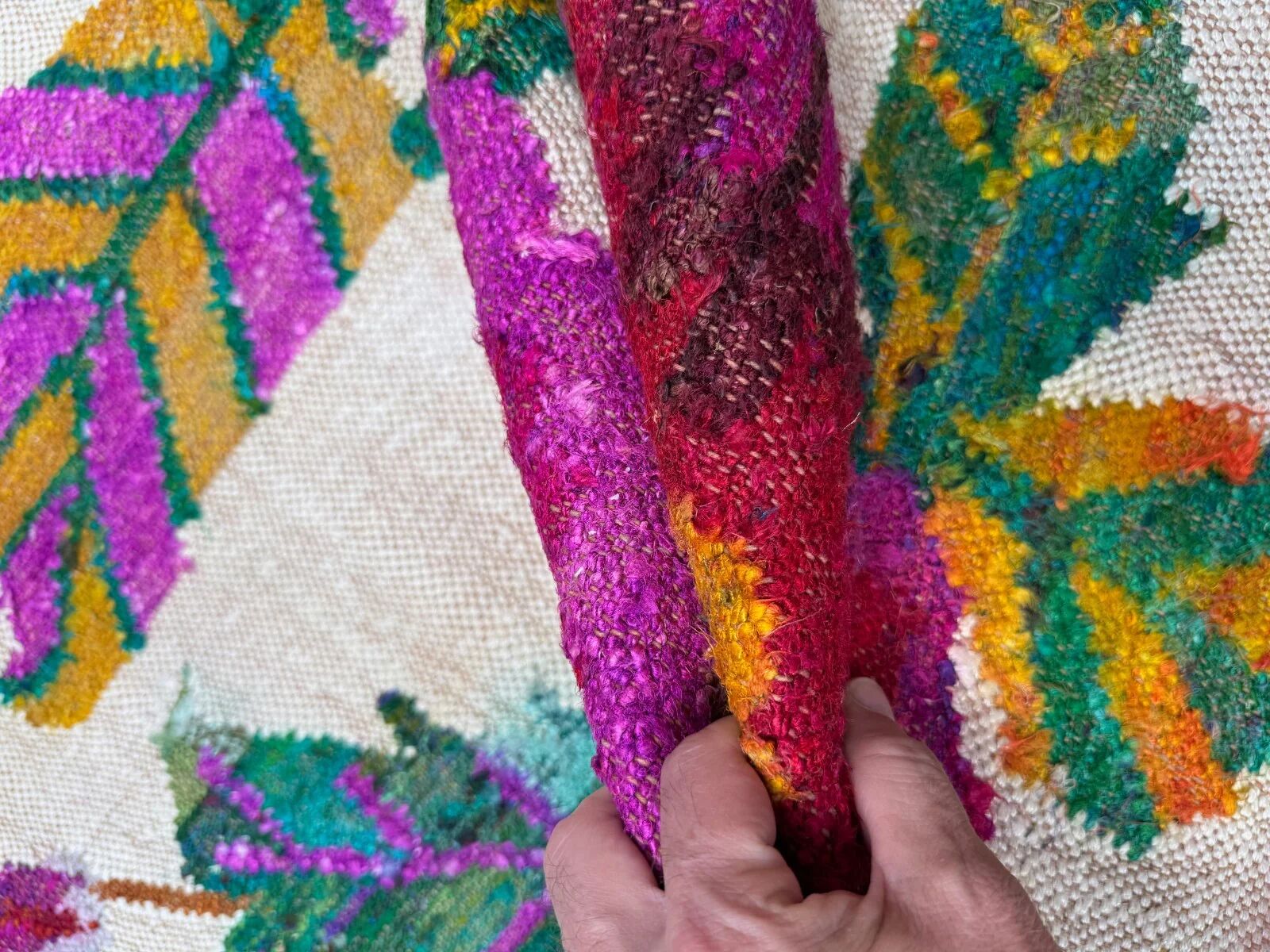 Vintage rose kilim rug 170x240cm shabby wool and silk, boho medium 2544