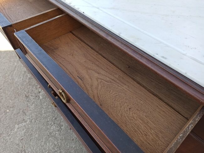 old dresser, white marble tray