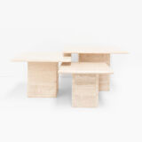 Set of 3 vintage travertine pull out tables