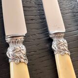 12 Robert Linzeler knives and leg of lamb set for Jules Piault Paris