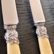 12 Robert Linzeler knives and leg of lamb set for Jules Piault Paris