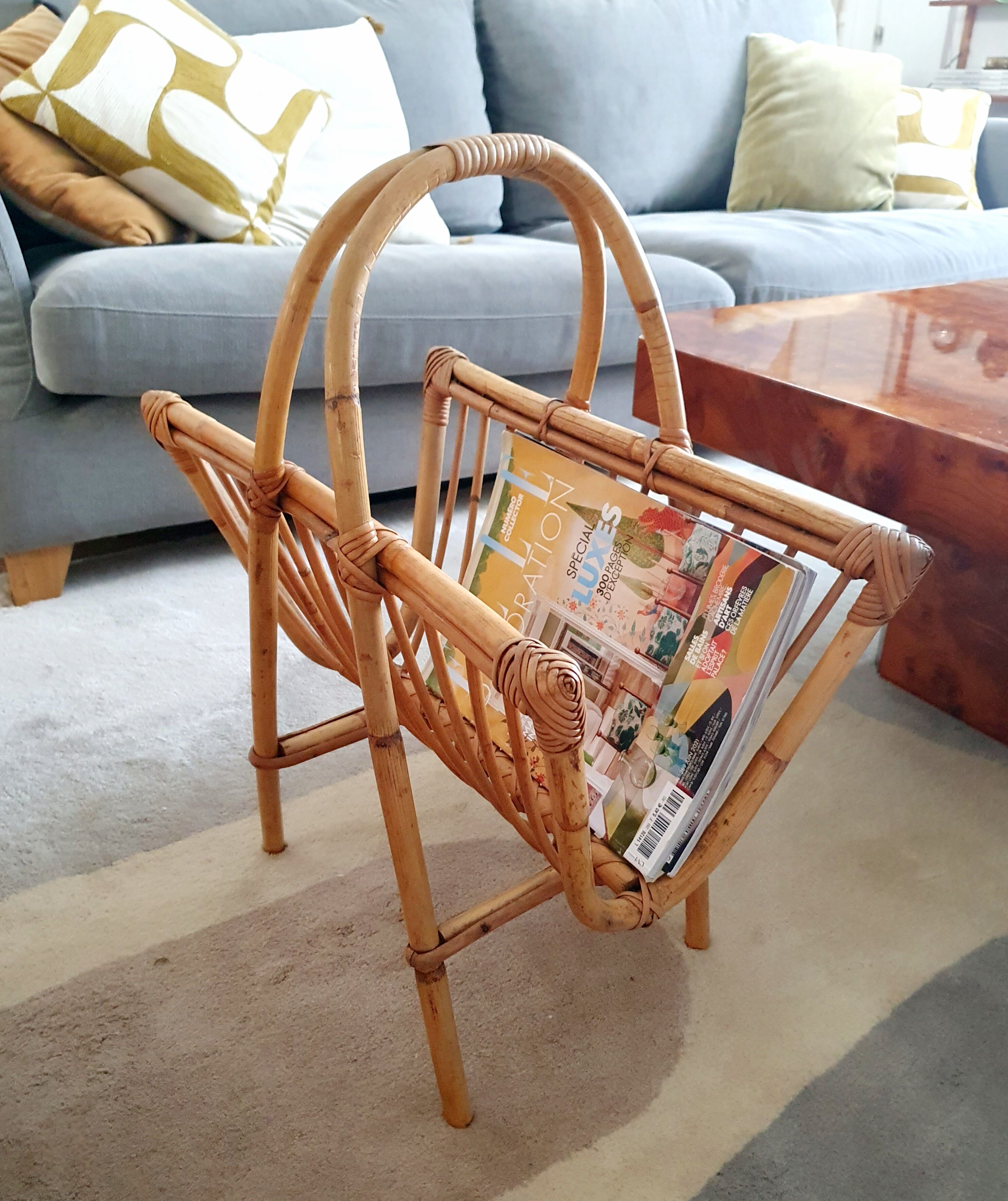Rattan magazine rack