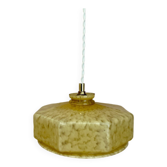Vintage yellow Clichy glass lampshade pendant light