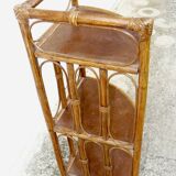 Vintage bamboo and rattan corner shelf 1970