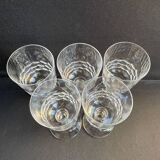5 Blown and cut crystal water glasses – Art Nouveau