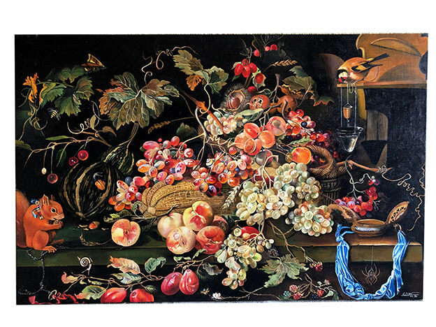 Binj. Oil on canvas XXth, still life signed and dated 04.96