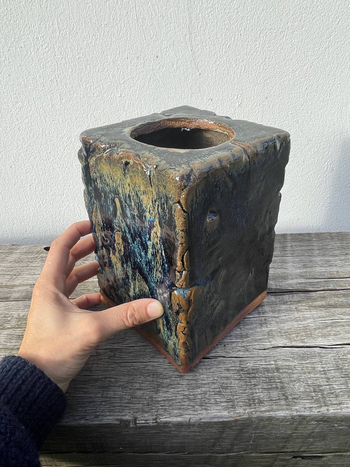 Glazed stoneware potter's vase