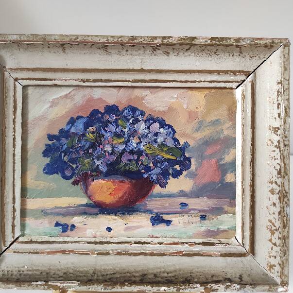 Painting Bouquet of Violets late 19th century