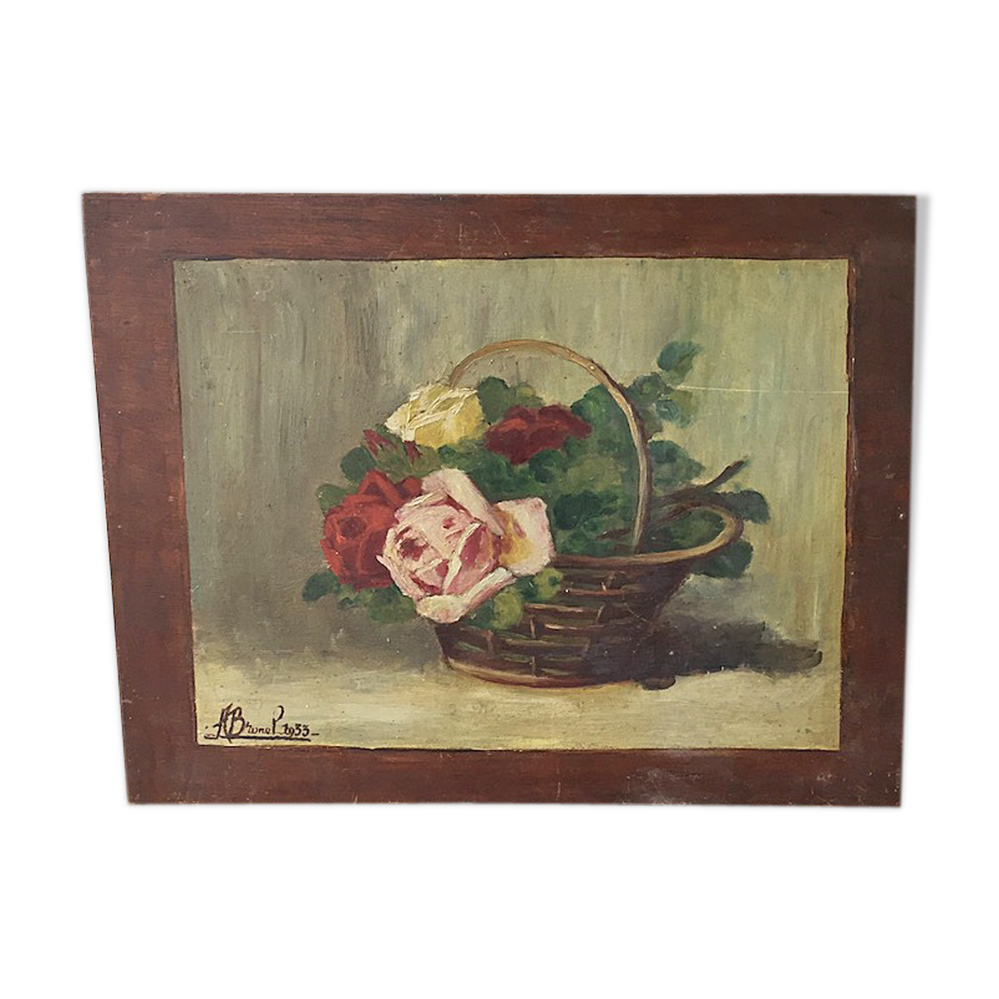 Painting flowers old oil