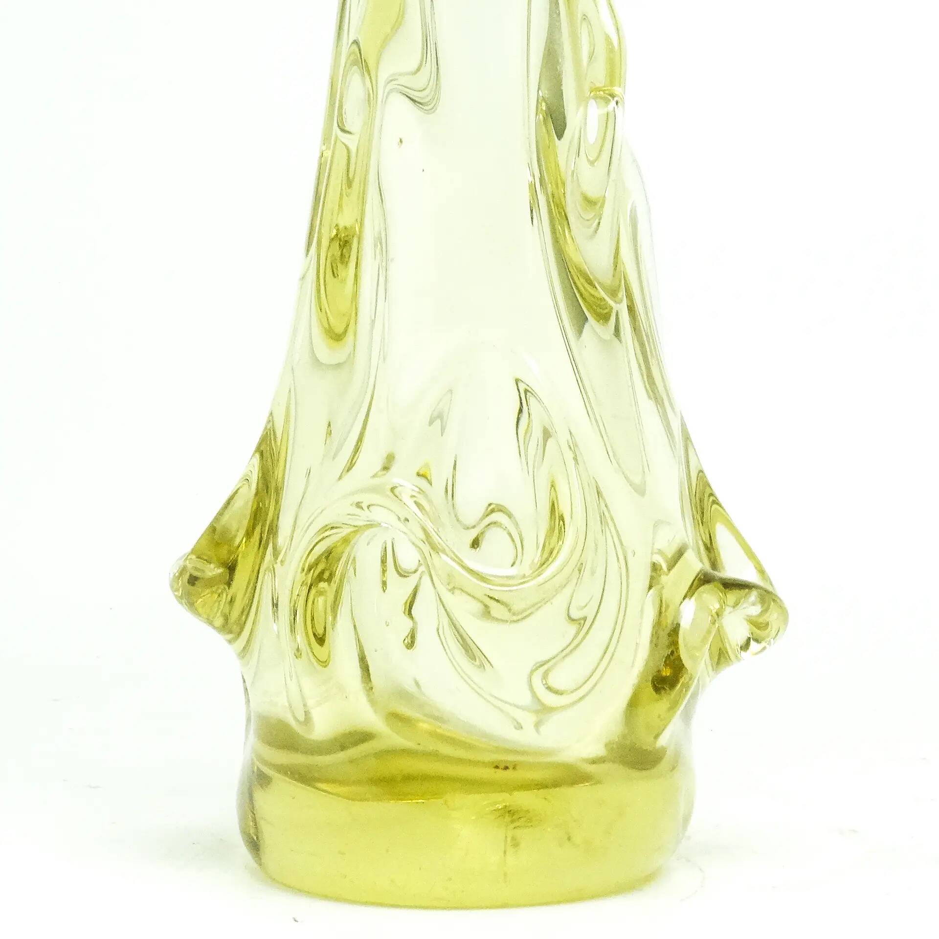Vase postmoderne, verre jaune, Pologne, années 1970