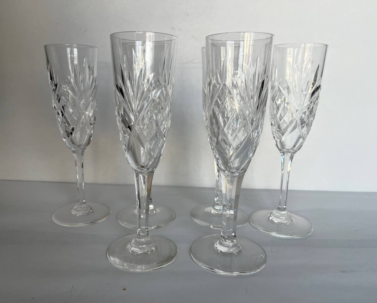 6 Saint Louis crystal champagne flutes