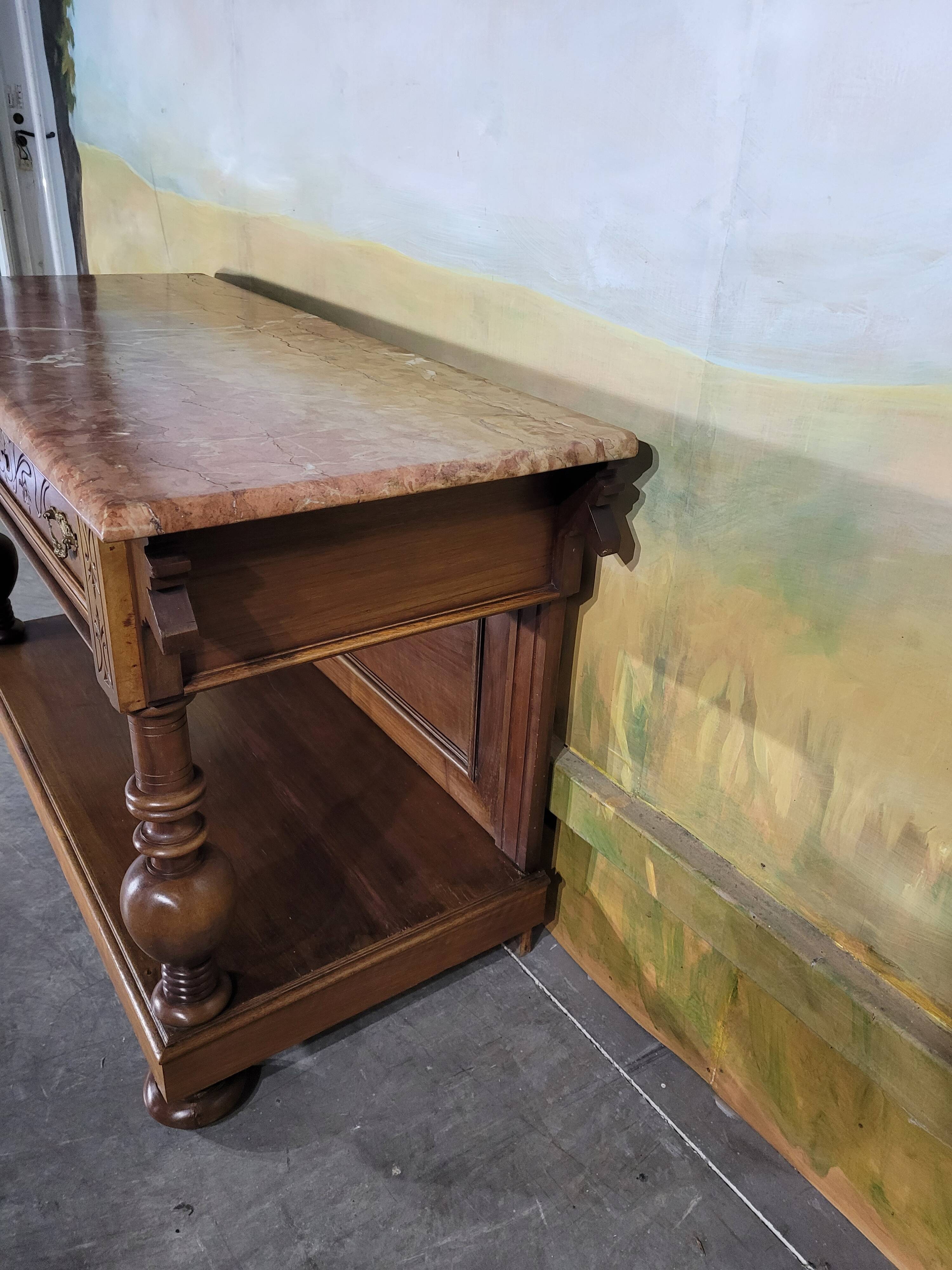 Console en noyer et marbre XIX ème