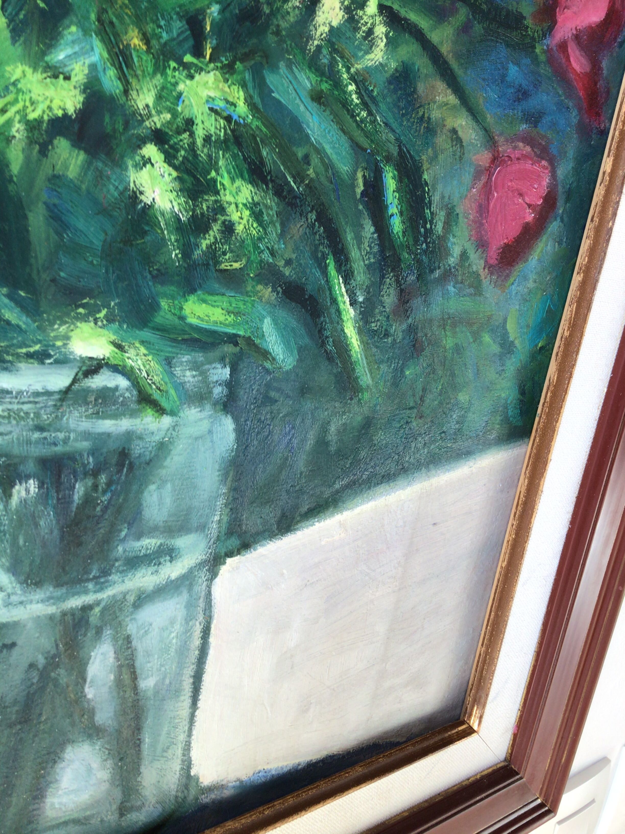 Bouquet plum paint on framed wood