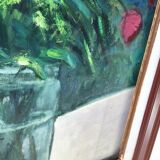 Bouquet plum paint on framed wood