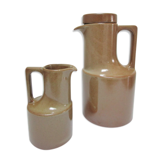 Coffee maker and milk pot glazed stoneware of Brenne design 70s