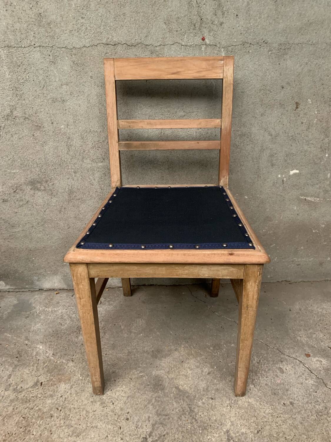 Vintage wooden and navy chair