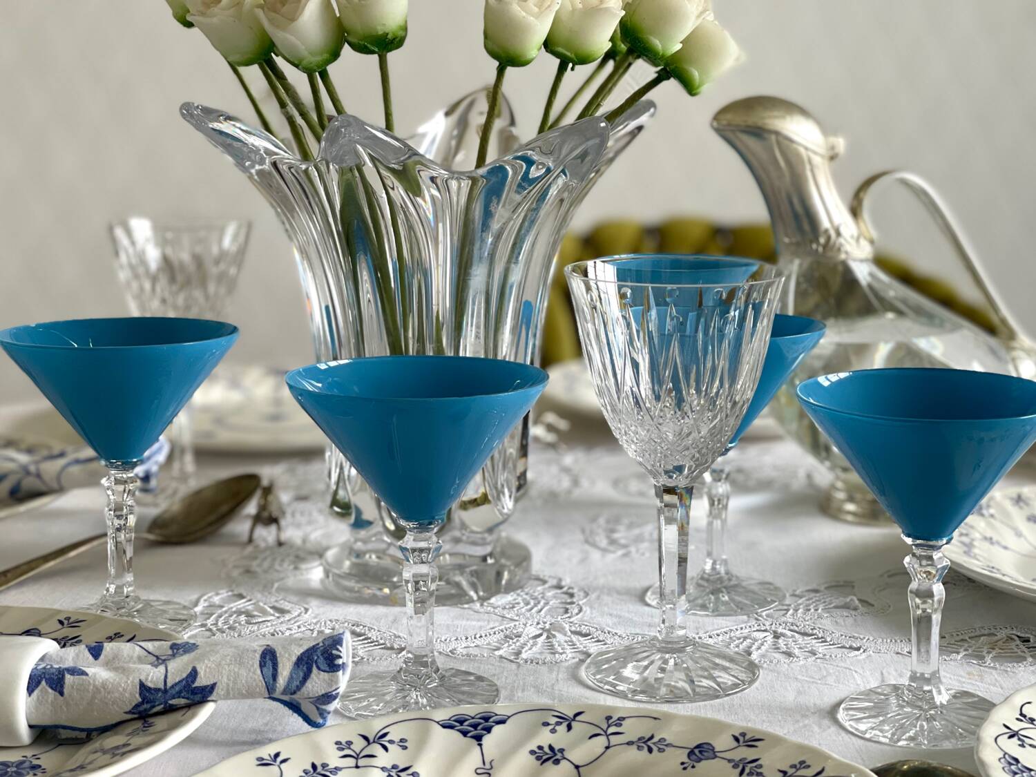 6 crystal cocktail glasses