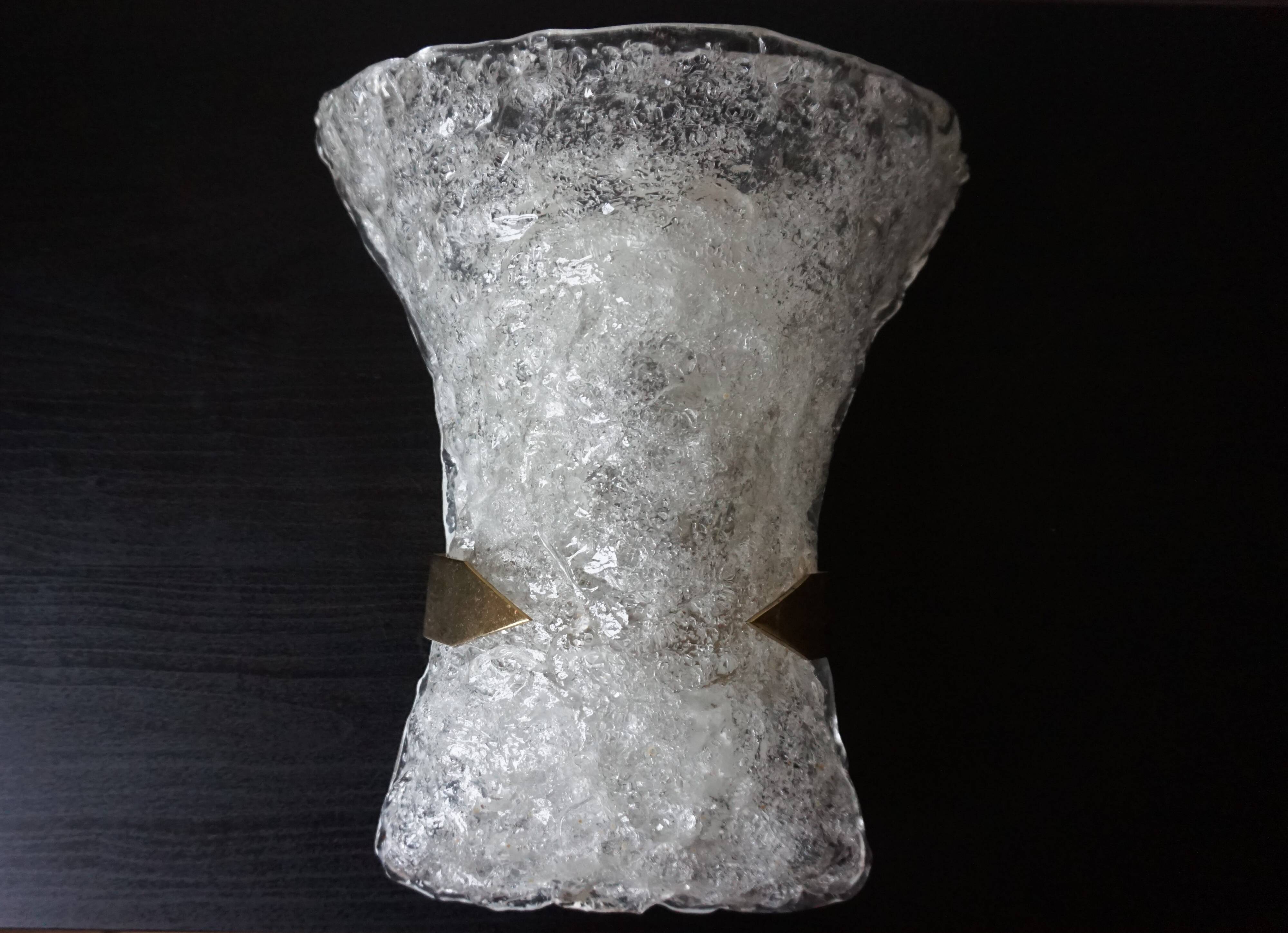 Hillebrand Murano ice glass wall lamp by Egon Hillebrand, 1960