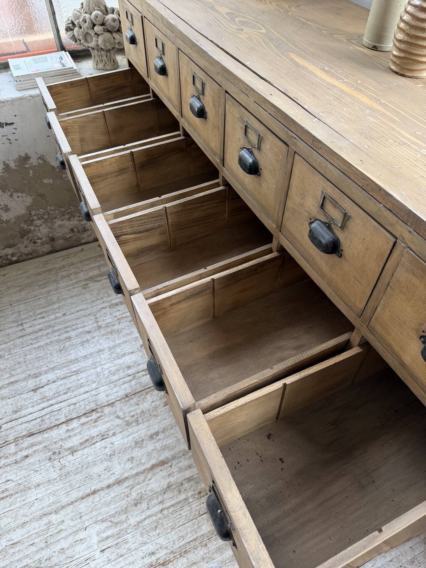1950s pine workbench XL 160cm