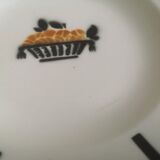 Set of 2 ceramic soup plates décor basket apricots signed Badonviller