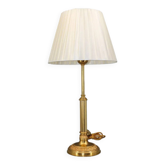 Gilded bronze lamp with pleated shade