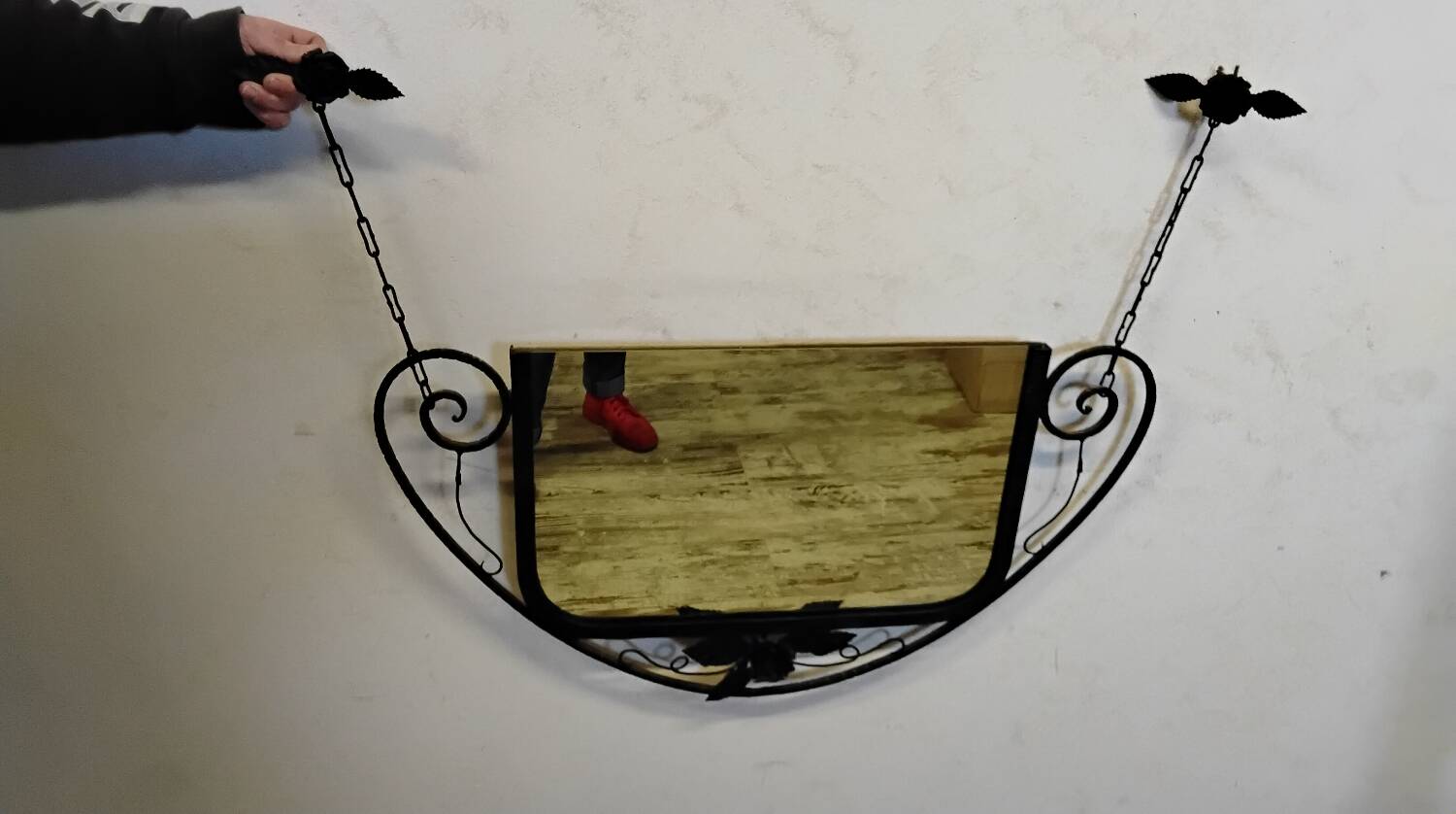 Art deco wrought iron wall mirror