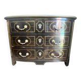 1970s commode in black lacquer and bronze/brass.