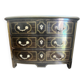 Commode, années 70 laque noire et bronze/laiton